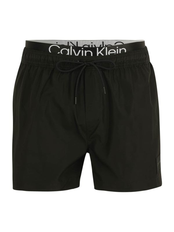 Calvin Klein Swimwear Calvin Klein Swimwear Шорти за плуване 'Steel'  черно / бяло