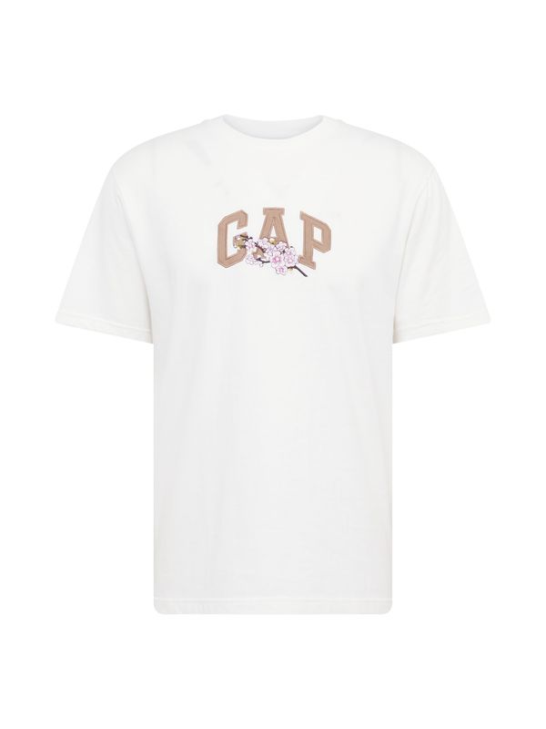 GAP GAP Тениска 'SAKURA'  кафяво / светлорозово / мръсно бяло