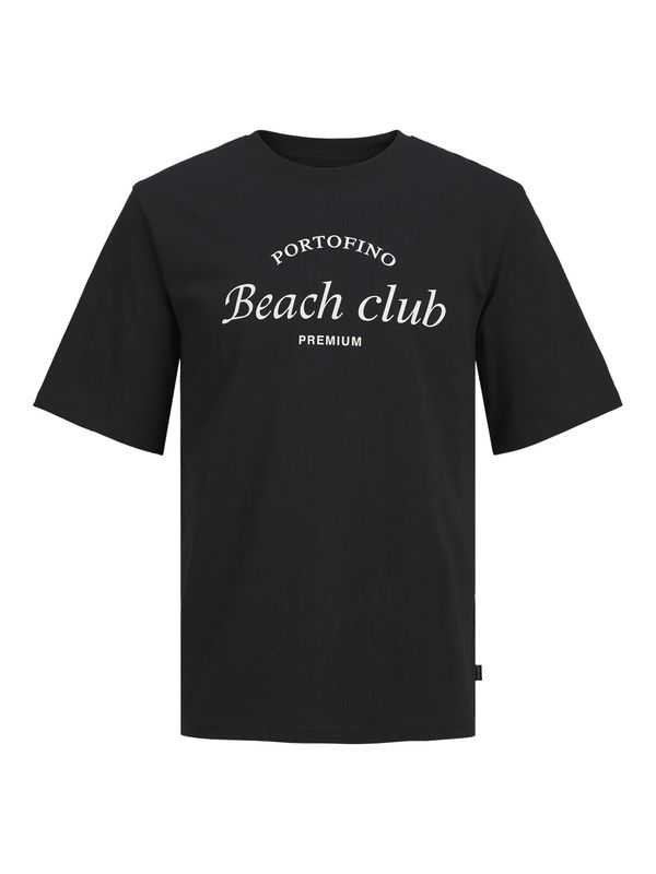 JACK & JONES JACK & JONES Тениска 'OCEAN CLUB'  черно / бяло