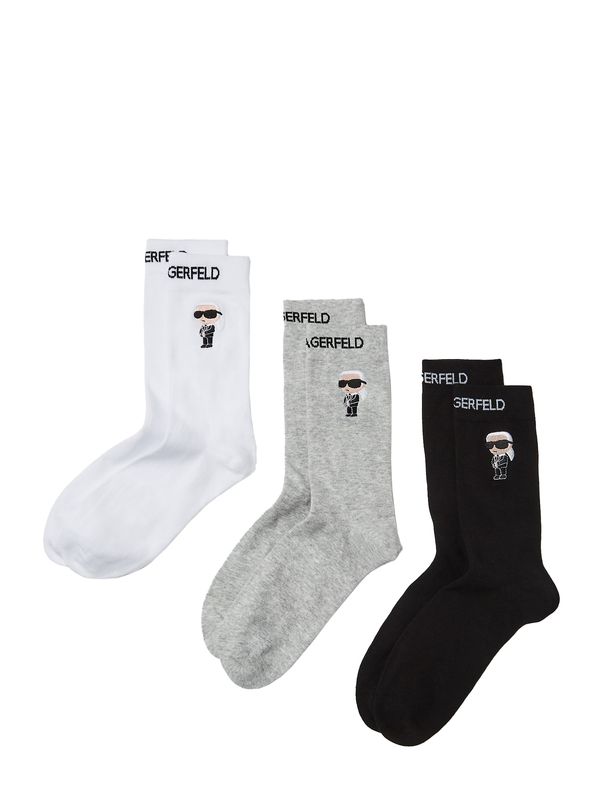 Karl Lagerfeld Karl Lagerfeld Къси чорапи  бежово / сив меланж / черно / бяло