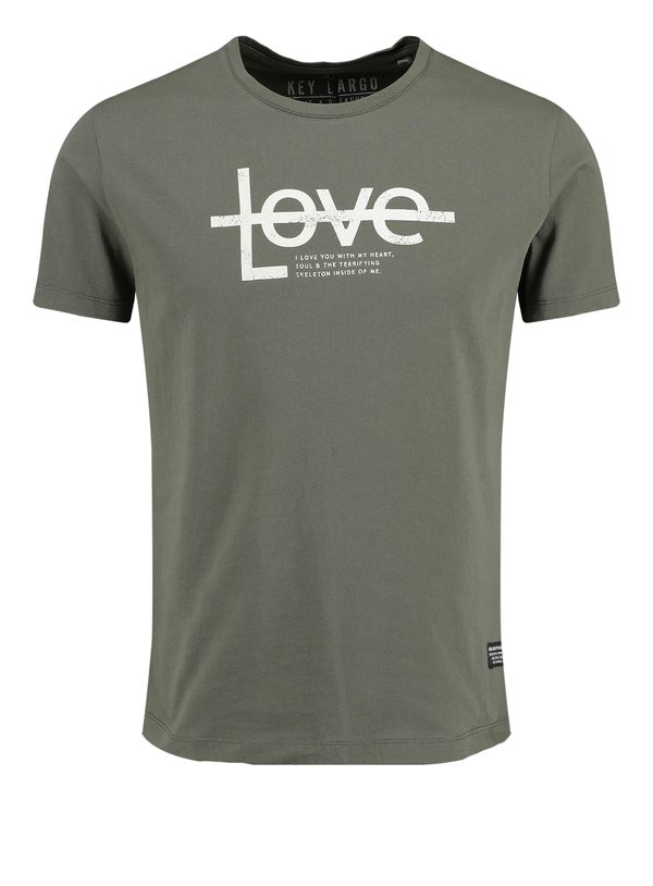 Key Largo Key Largo Тениска 'MT LOVE YOU'  каки / черно / бяло