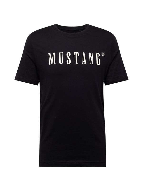 MUSTANG MUSTANG Тениска 'Austin'  черно / бяло