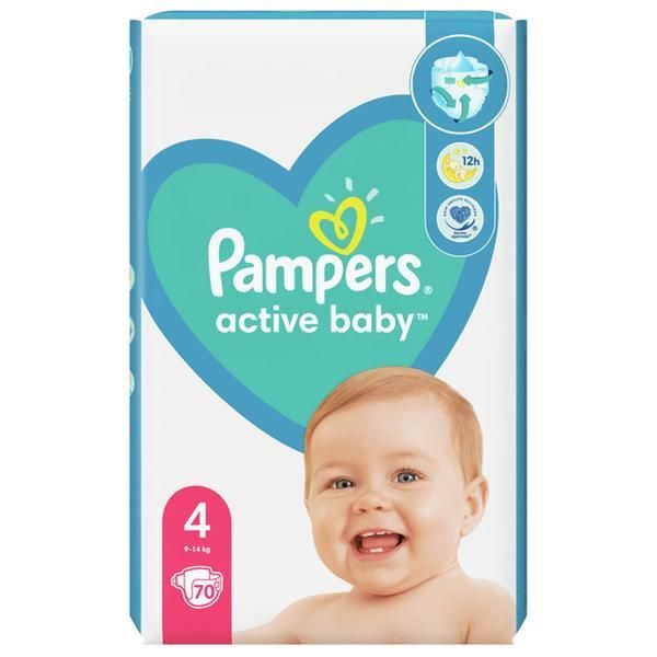 Pampers Бебешки пелени - Pampers Active Baby, размер 4 (9-14 кг), 70 бр