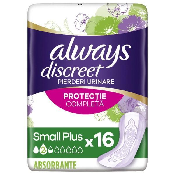 Always Ежедневни абсорбенти за загуба на урина - Always Discreet, Small Plus, 16 бр