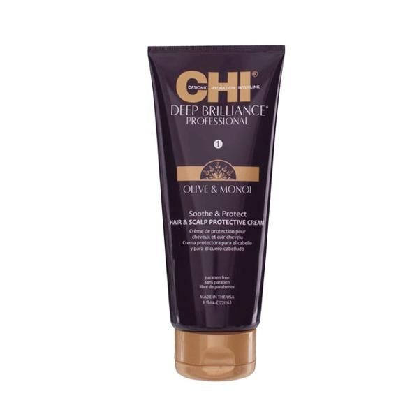 CHI Крем за защита на косата и скалпа - CHI Farouk Deep Brilliance Olive &amp; Monoi Soothe &amp; Protect Hair &amp; Scalp Protective Cream, 177мл
