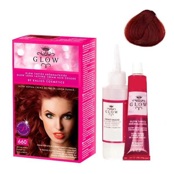 Kallos Перманентна боя - Kallos Glow Long Lasting Cream Hair Colour Нюанс 660 Тъмно червено