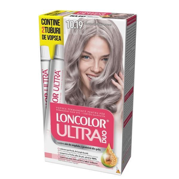 Loncolor Перманентна боя за коса Loncolor Ultra Max, нюанс 10.19 интензивна сребриста блондинка