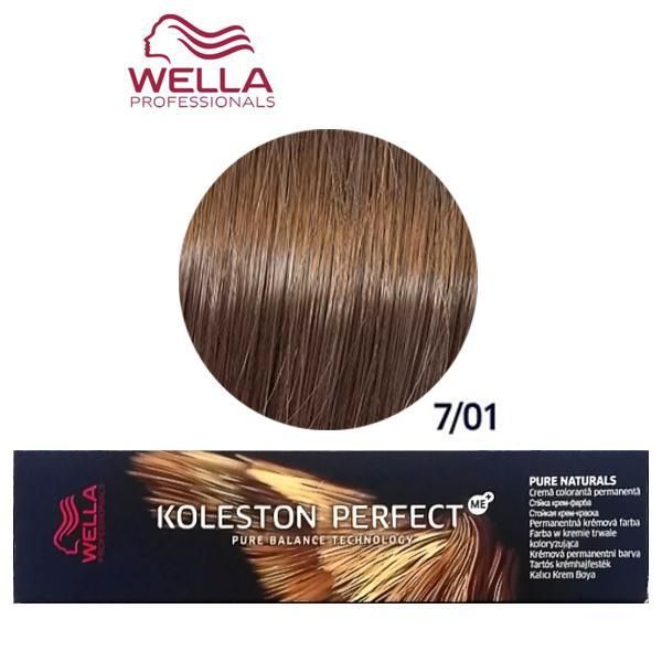 Wella Professionals Перманентна крем боя - Wella Professionals Koleston Perfect ME+ Pure Naturals, нюанс 7/01 средно русо естествено пепелно