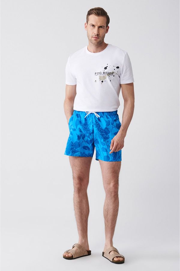 Avva Avva Green-blue Quick Dry Printed Standard Size Comfort Fit Swimsuit Swim Shorts