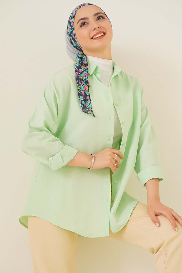 bigmerter bigmerter 103901 Oversized Basic Hijab Shirt - E.green