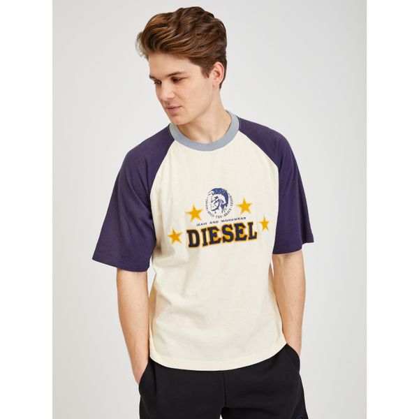 Diesel Blue Yellow Men's T-Shirt Diesel - Mens
