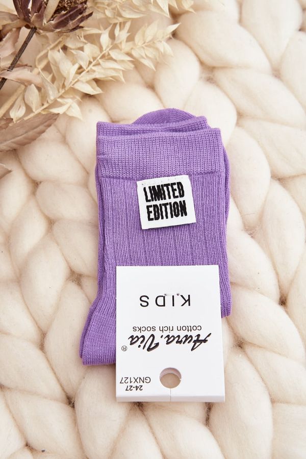 Kesi Children's smooth socks with appliqué, purple