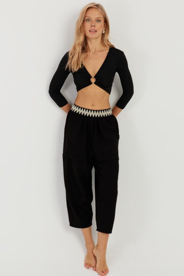 Cool & Sexy Cool & Sexy Women's Black Pocketed Shalwar Trousers