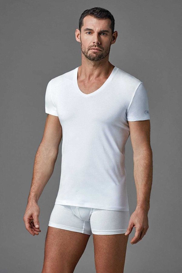Dagi Dagi White V-Neck Combed Cotton Men&#39;s Undershirt