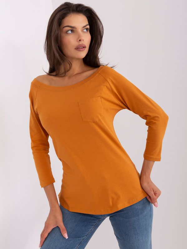 Fashionhunters Dark orange blouse with 3/4 sleeves