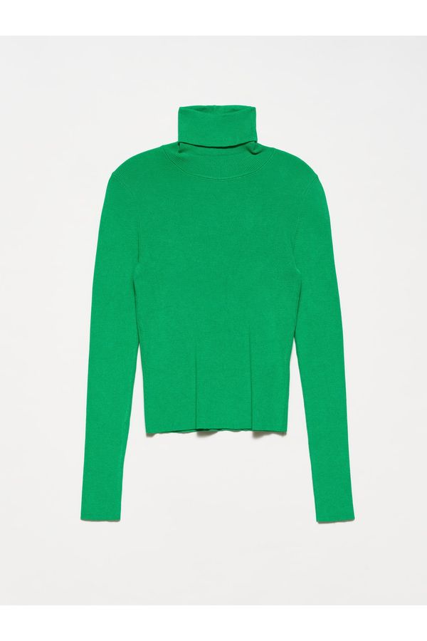 Dilvin Dilvin 10225 Пуловер с поло яка-зелено