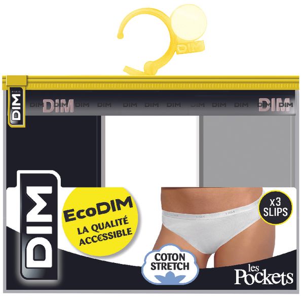 DIM DIM ECO LES POCKETS BOXER 3x - 3 pcs women's panties - black - gray - white