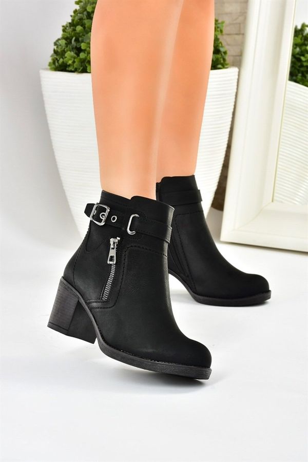 Fox Shoes Fox Shoes Women's Black Thick Heeled Boots