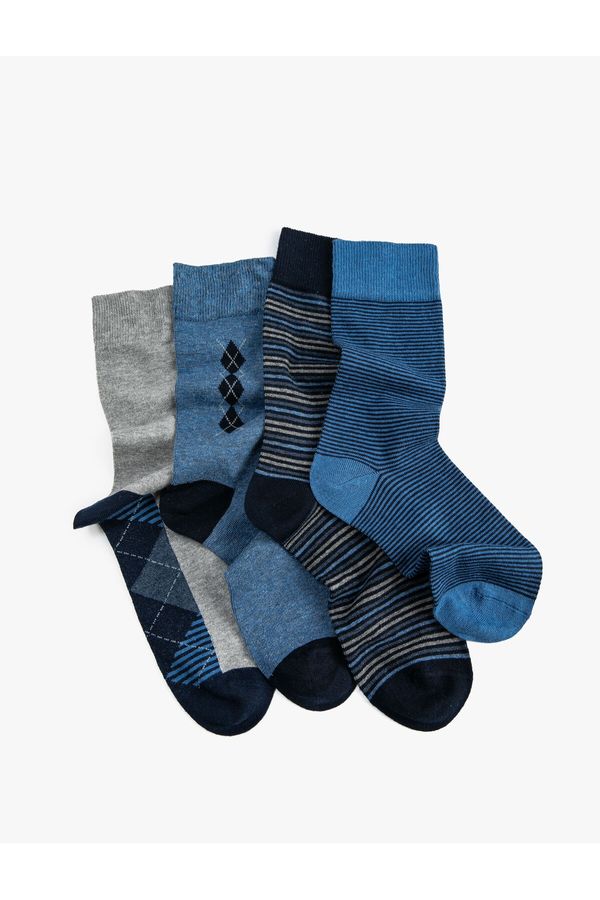 Koton Koton Set of 4 Crewneck Socks Multicolored, Minimal Patterned