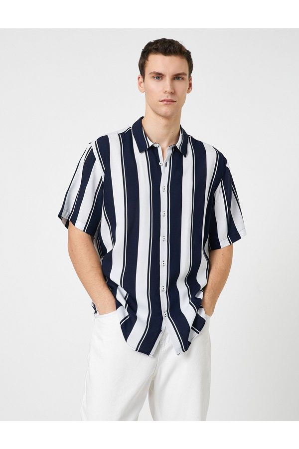 Koton Koton Summer Shirt with Short Sleeves, Classic Collar