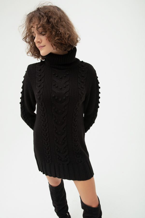 Lafaba Lafaba жените черно поло шарени трикотаж пуловер