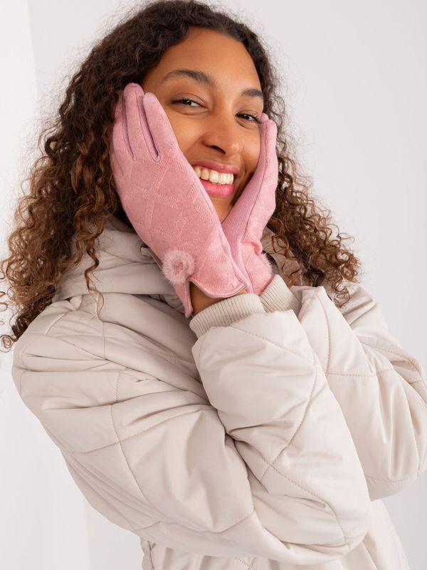 Fashionhunters Light pink winter gloves with insulation