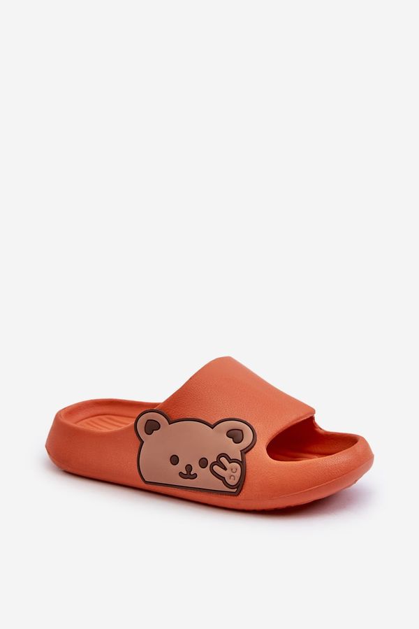 Kesi Lightweight foam slippers with teddy bear, Orange Relif