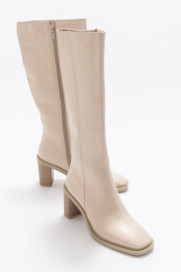 LuviShoes LuviShoes Meet Women's Beige Skin Print Boots