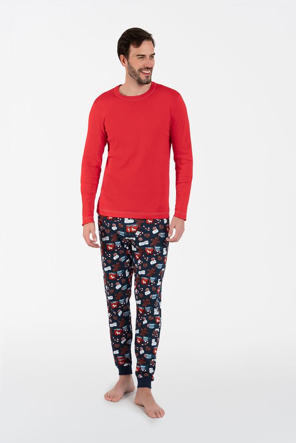 Italian Fashion Men's pajamas Rojas long sleeves, long legs - red/print