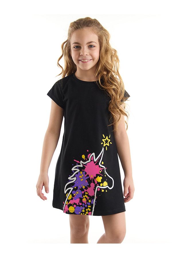 mshb&g mshb&g Unicorn Splash Cotton Girl's Black Dress