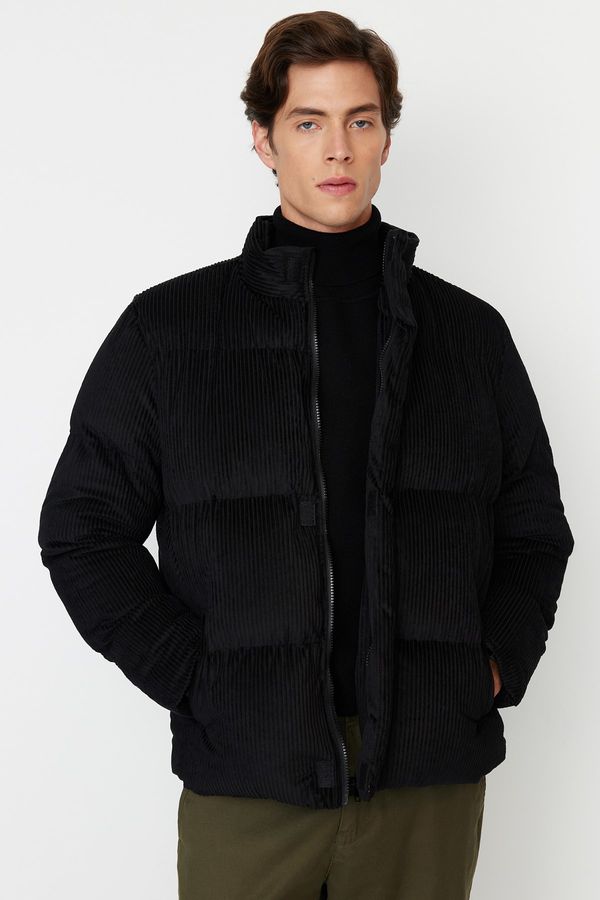 Trendyol Trendyol Black Мъжко палто от рипсено кадифе Regular Fit.