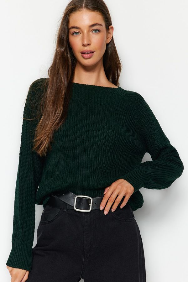 Trendyol Trendyol изумрудено зелено Raglan ръкав трикотаж пуловер