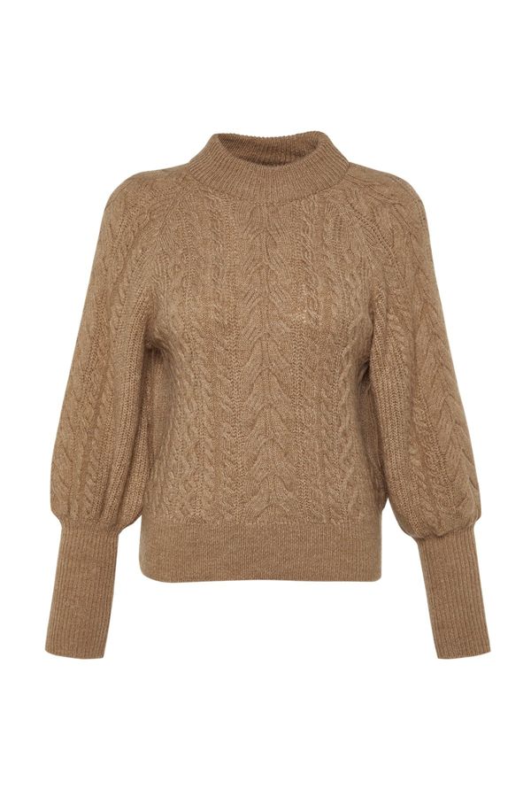 Trendyol Trendyol камила меки текстурирани плитки пуловер пуловер