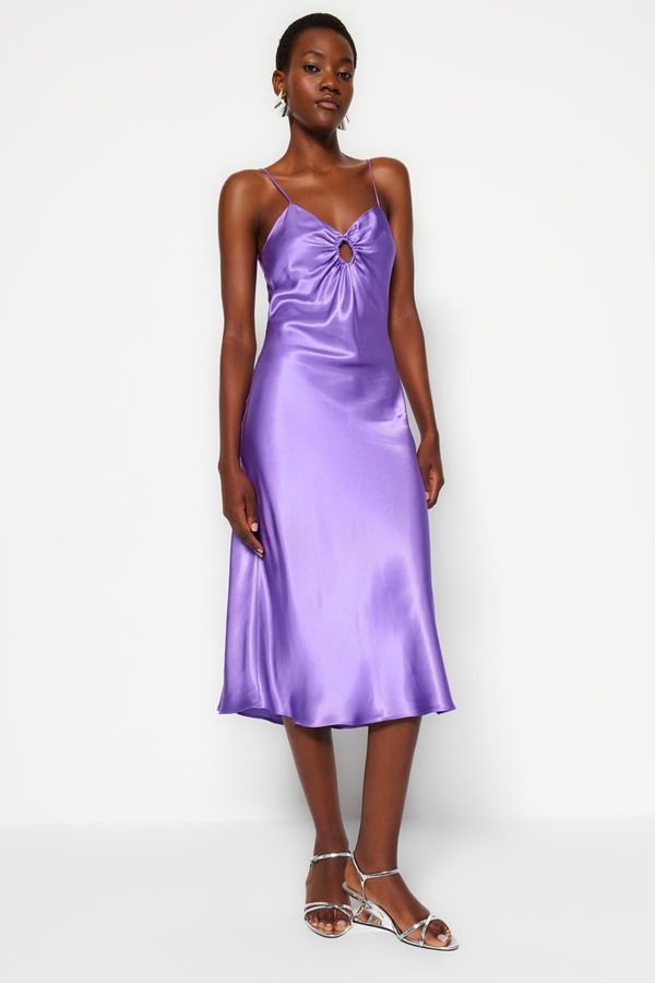 Trendyol Trendyol лилаво Strappy тъкани сатен тъкани рокля