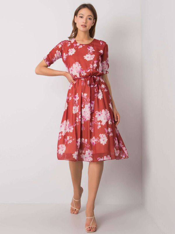 Fashionhunters Тухлена рокля с флорални мотиви