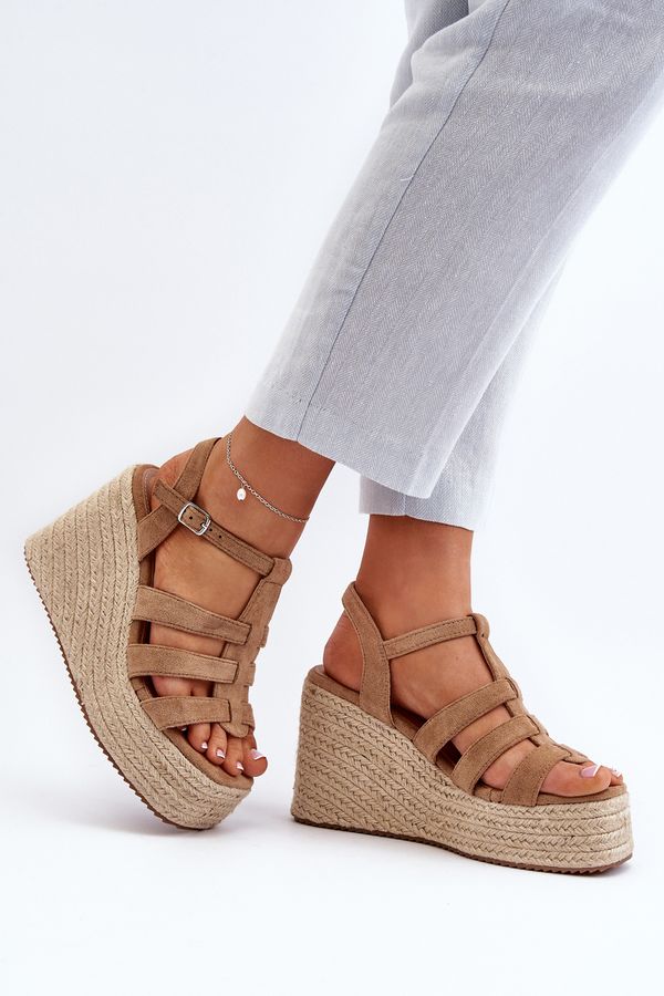 Kesi Wedge sandals with braid, Brown Gnosis