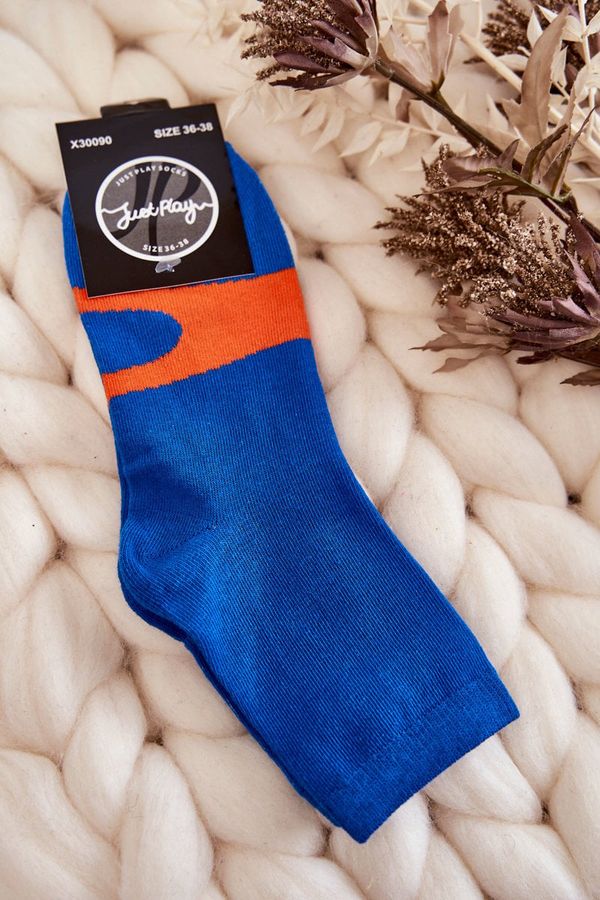 Kesi Women's cotton socks orange pattern blue
