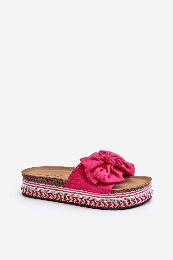 Kesi Women's platform slippers with bow Fuchsia Evatria
