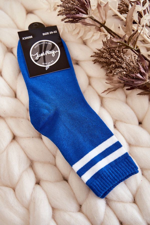 Kesi Youth Cotton Sports Socks with Blue Stripes