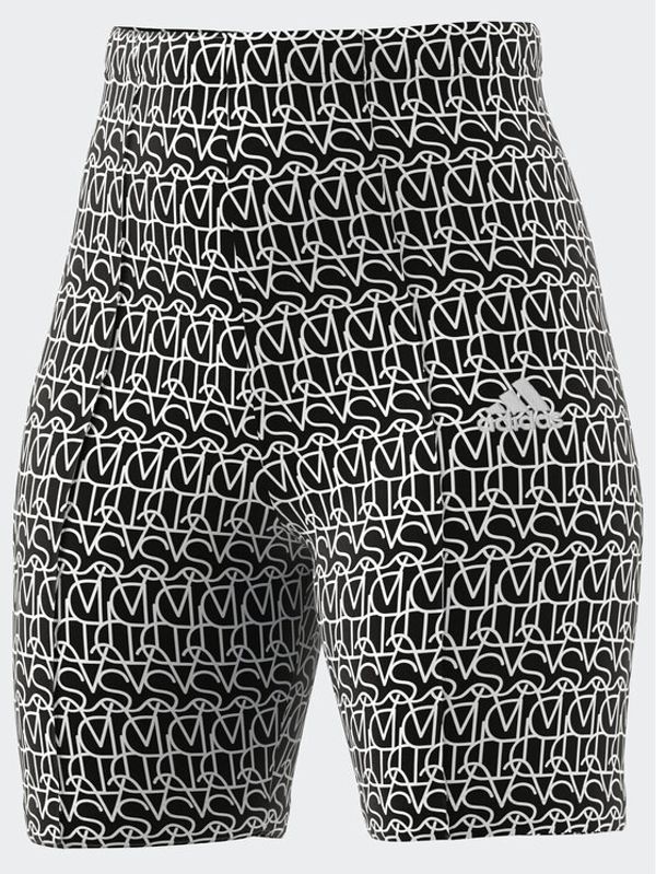 adidas adidas Спортни шорти Allover adidas Graphic Biker Shorts HR4885 Черен