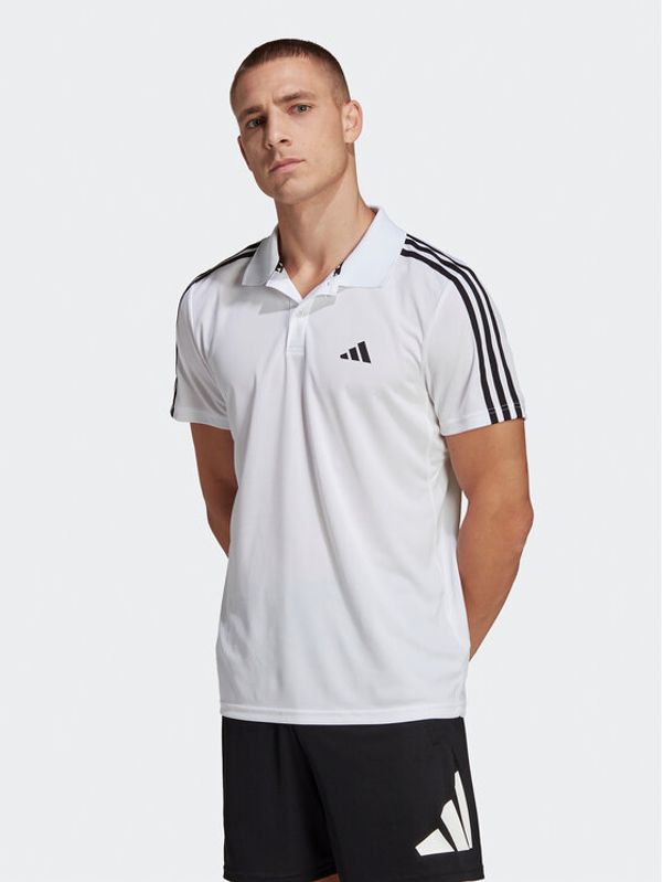 adidas adidas Тениска с яка и копчета Train Essentials Piqué 3-Stripes Training Polo Shirt IB8109 Бял Regular Fit