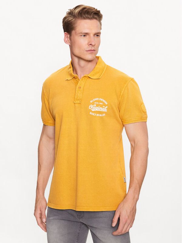 Blend Blend Тениска с яка и копчета 20715182 Жълт Regular Fit