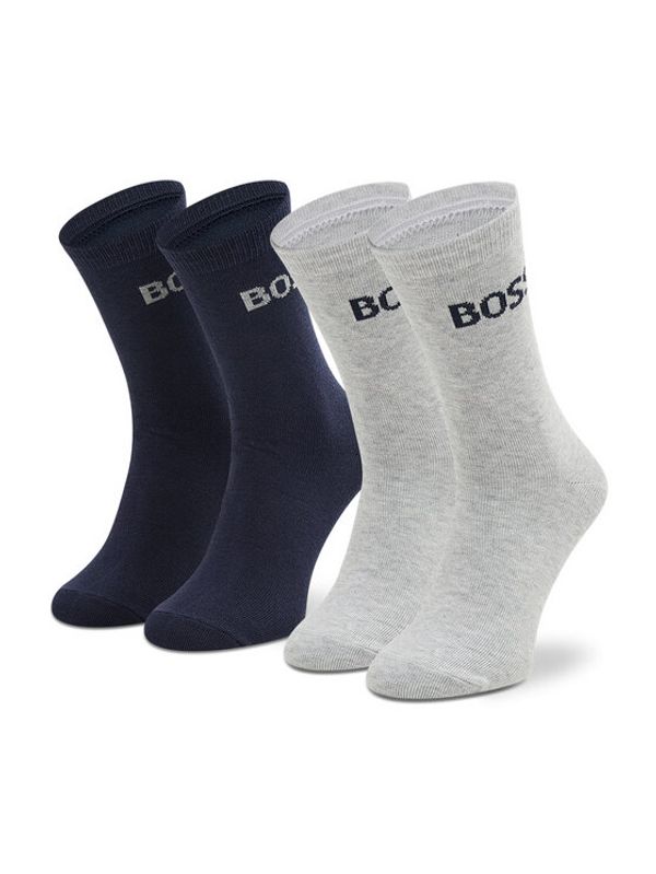 Boss Boss Комплект 2 чифта дълги чорапи детски J20341 Сив
