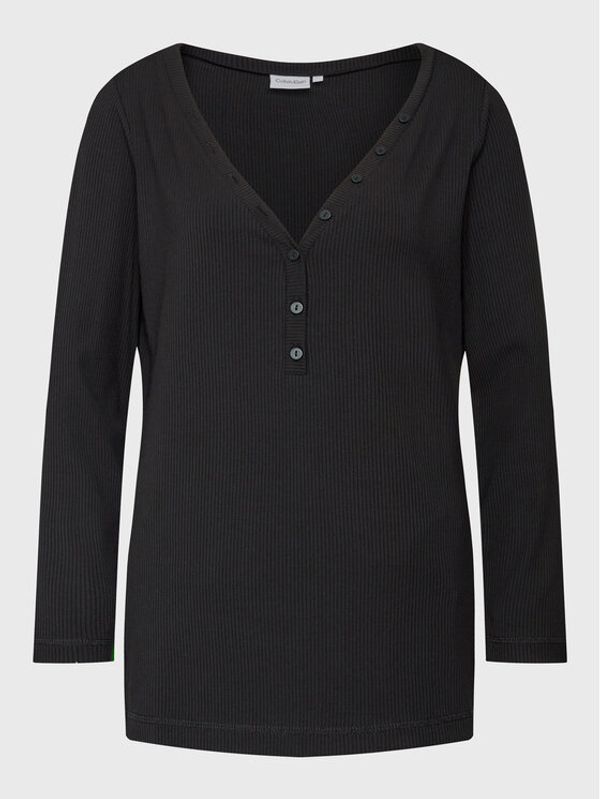 Calvin Klein Curve Calvin Klein Curve Блуза Inclu Modal Rib Henley K20K205460 Черен Regular Fit