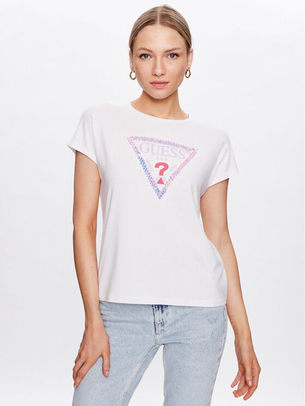 Guess Guess Блуза Flowers Triangle W3GI39 K68D2 Бял Oversize