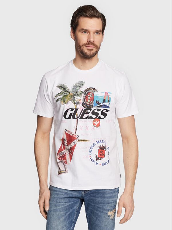 Guess Guess Тишърт Nautical Collage M3GI38 KBDL0 Бял Regular Fit