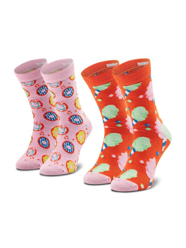 Happy Socks Happy Socks Комплект 2 чифта дълги чорапи детски KCOC02-2900 Оранжев