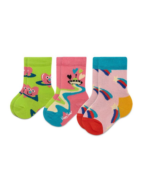 Happy Socks Happy Socks Комплект 3 чифта дълги чорапи детски XKHNS08-3303 Цветен