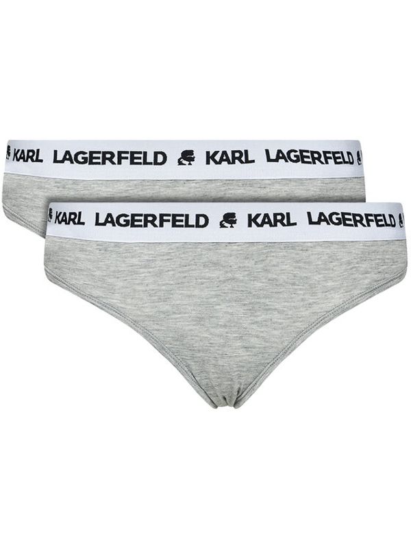 KARL LAGERFELD KARL LAGERFELD Комплект 2 чифта класически бикини Logo Hipsters Set 211W2125 Сив