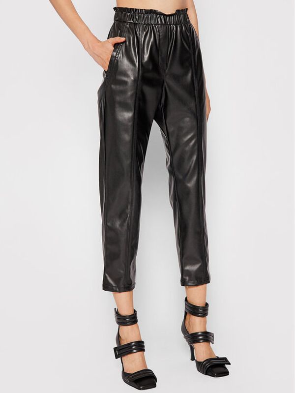 Marella Marella Панталони от имитация на кожа Niagara 37860517 Черен Regular Fit